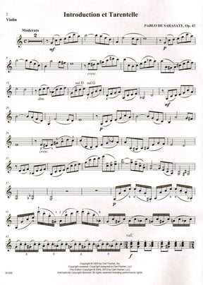 Sarasate, Pablo - Introduction and Tarantella Op 43 For Violin and Piano Published by Carl Fischer