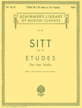 Sitt, Hans - 20 Etudes for Violin, Op 32 Book 1 - Violin - G Schirmer