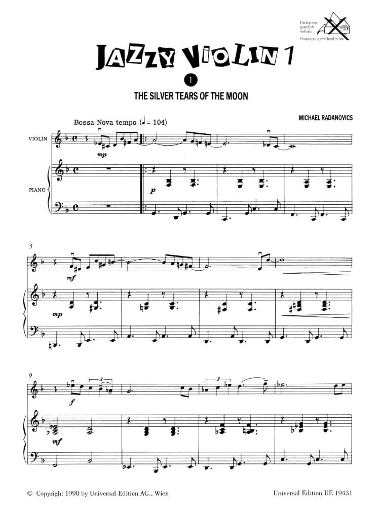 Radanovics - Jazzy Violin For Young Players Book 1 Published by Universal Edition