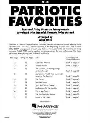 Essential Elements: Patriotic Favorites for Strings - Cello - arranged by John Moss - Hal Leonard Publication