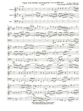 Bach, J.S. - Fugue from Prelude and Fugue (BWV 537) - for Two Violins and Cello - arranged by Dishinger - Medici Music Press