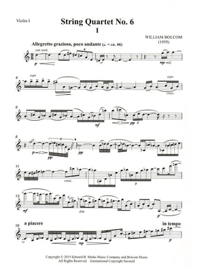 Bolcom, William - String Quartet No. 6 - Score and Parts - Edward B. Marks Music Company