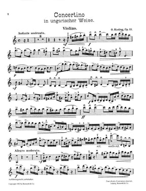 Rieding, Oscar - Concertino In a minor Op 21 For Violin and Piano Published by Bosworth & Co