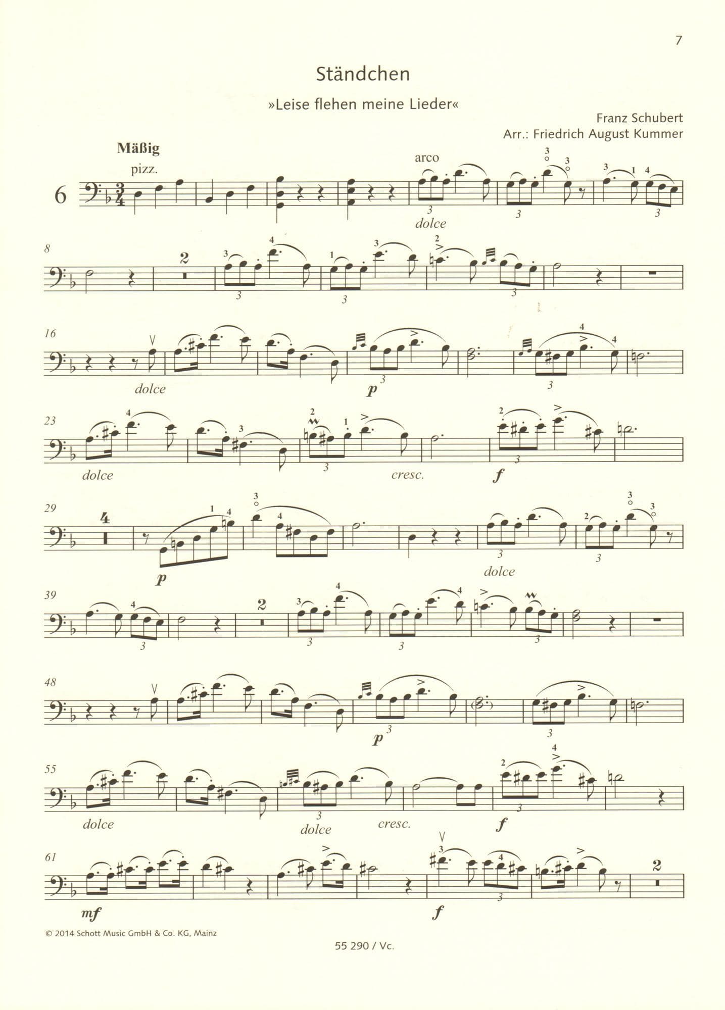 Schubert-Lieder - 25 Songs by Franz Schubert - Vol. 1 - transcribed by Friedrich Kummer (opus 117b) - for Cello and Piano - Schott