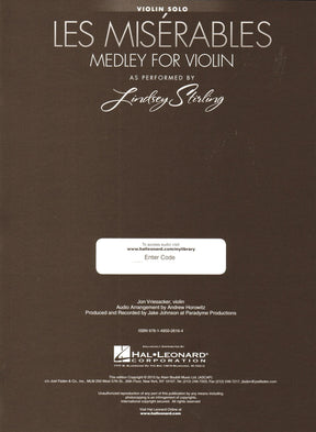 Les Misérables - Medley for Violin with Audio Accompaniment - as Performed by Lindsey Stirling - Hal Leonard