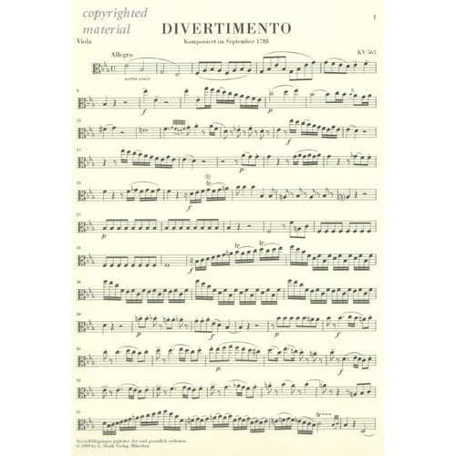 Mozart, WA - Divertimento in E-flat Major, K 563 - Violin, Viola, and Cello - edited by Wolf-Dieter Seiffert - G Henle Verlag URTEXT