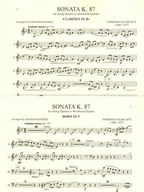 Scarlatti, Domenico - Two Sonatas, K. 87 and K. 455 - for Two Violins, Viola, and Cello - Edited by Bastable - International