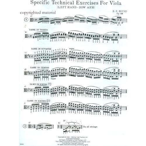 Dounis, Demetrios Constantine - Specific Technical Exercises for Viola, Op 25 - Viola solo - Carl Fischer Edition