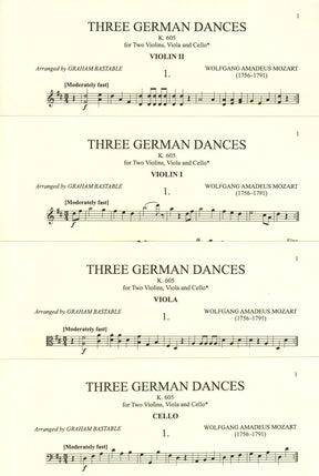 Mozart, W.A. - Three German Dances, K. 605 - for String Quartet - Edited by Bastable - International