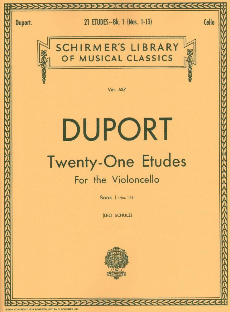 Duport, Jean-Louis - 21 Etudes for the Violoncello, Book 1 (Nos 1-13) - Cello solo - edited by Leo Schulz - G Schirmer Edition