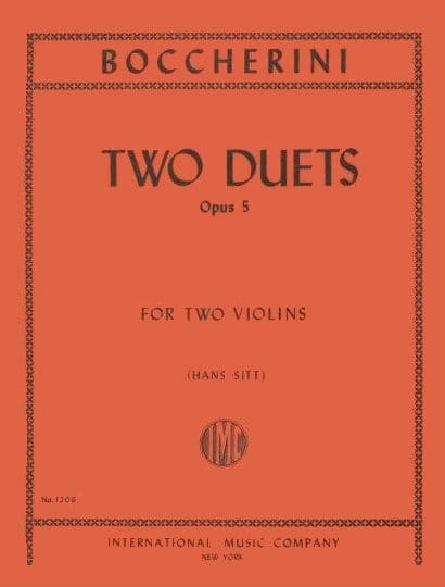 Boccherini, Luigi - 2 Duets Op 5 for Two Violins - arranged by Sitt - International Edition