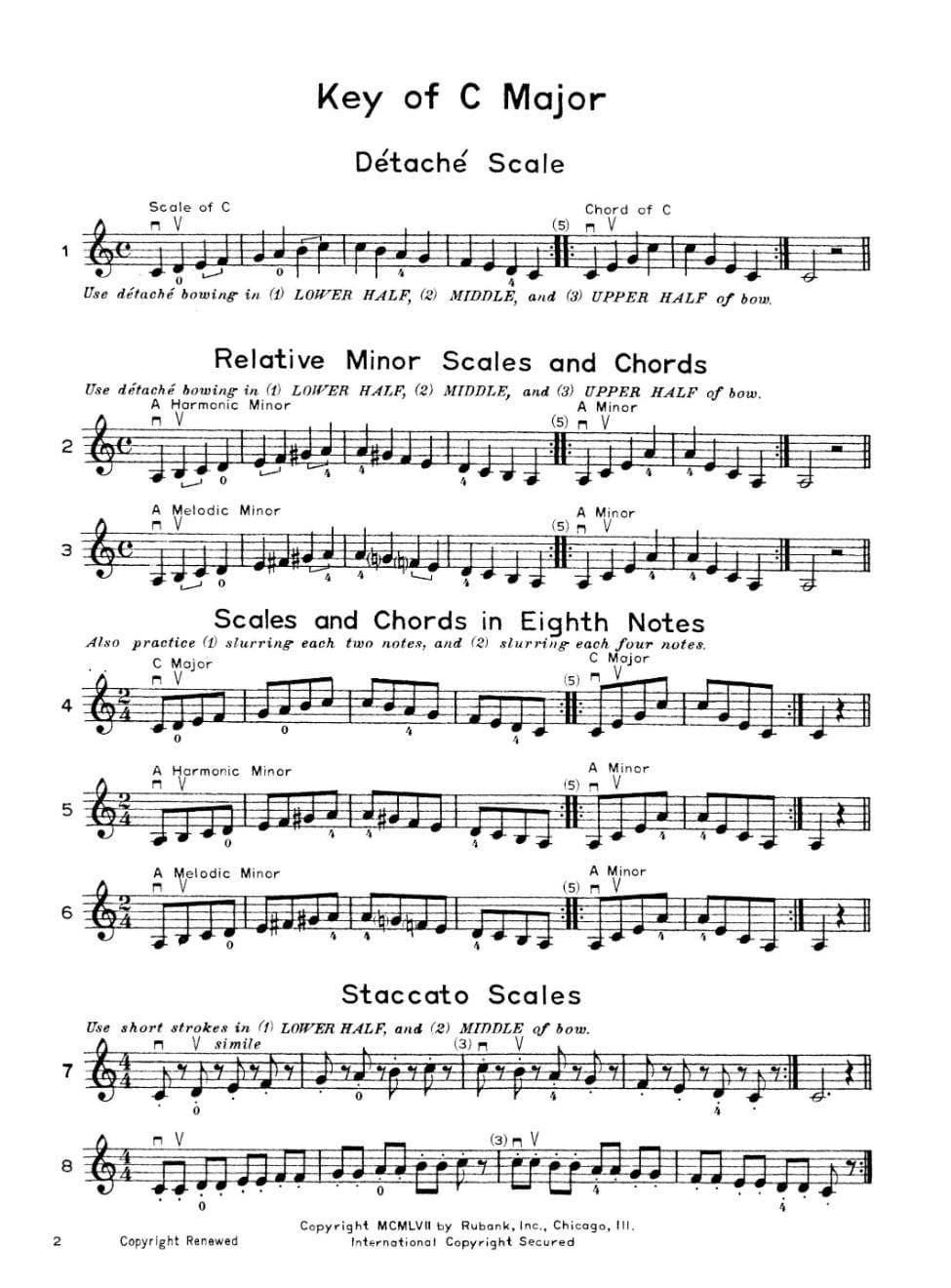 Whistler/Hummel - Intermediate Scales & Bowings, for Violin Published by Rubank Publications