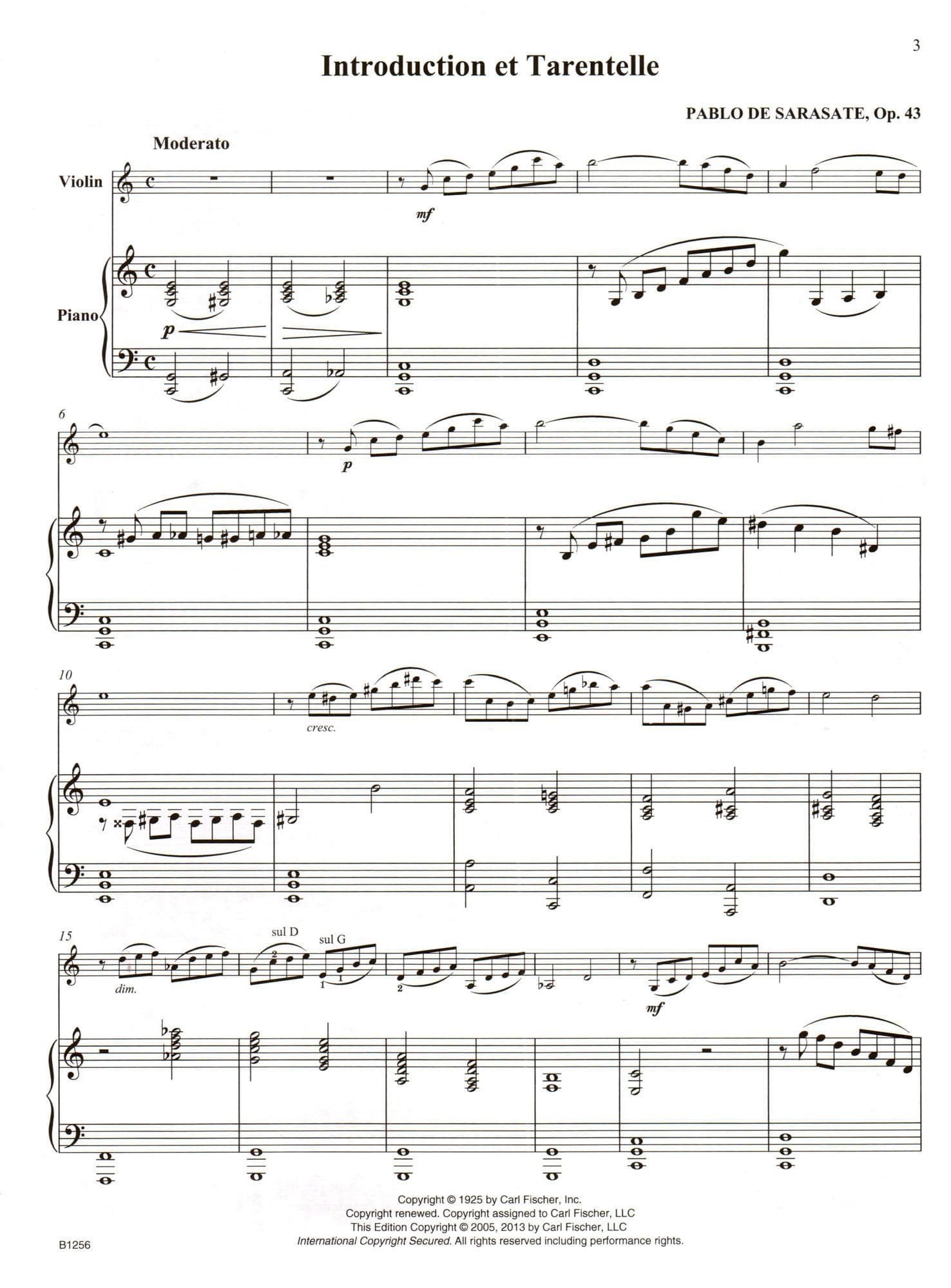 サラサーテ 序奏とタランテラ Op.43 (ヴァイオリン＋ピアノ) 輸入楽譜 SARASATE Introduction et Tarantella  Op.43 /Ed. Szenthelyi 洋書 - bp-school.ac.th