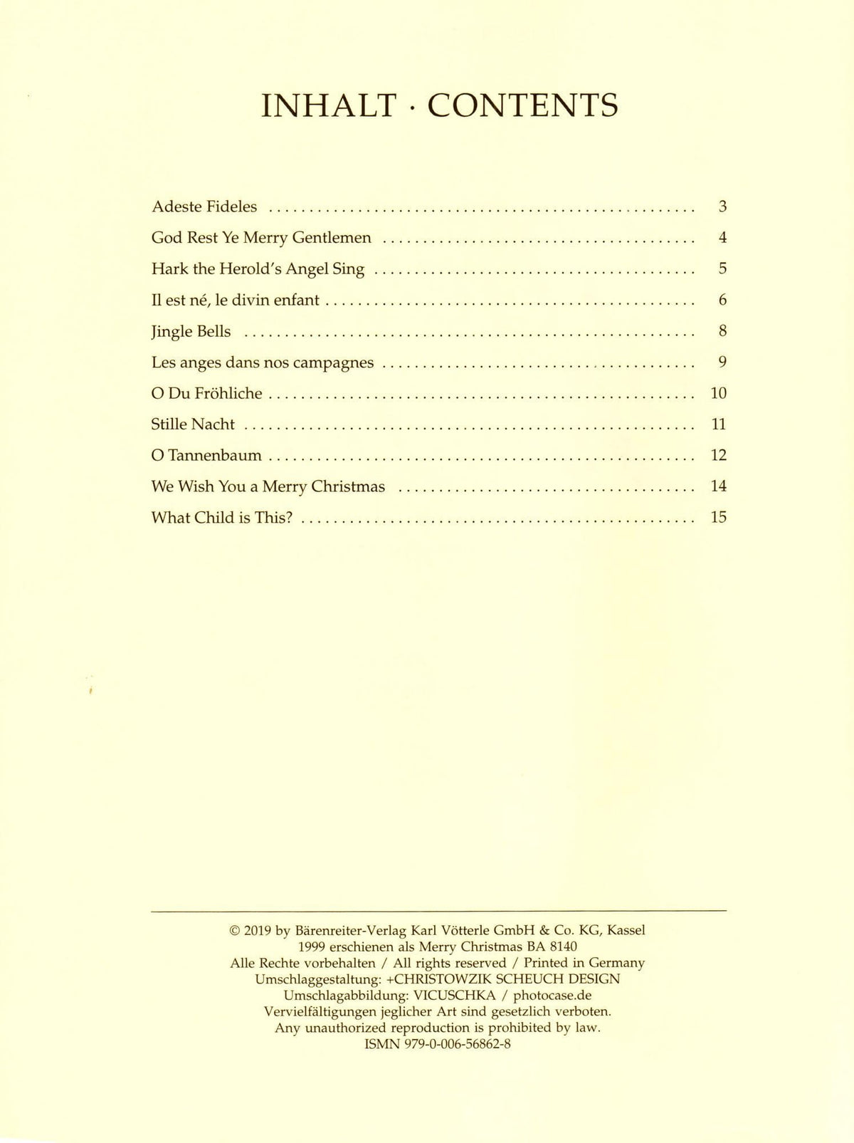 Speckert, George - Merry Christmas for Strings - for Two Violins, Viola (3rd Violin), and Cello (Bass) - arranged by Georg Speckert - Bärenreiter