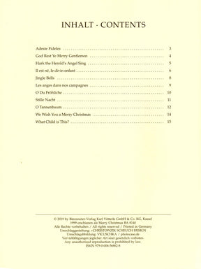 Speckert, George - Merry Christmas for Strings - for Two Violins, Viola (3rd Violin), and Cello (Bass) - arranged by Georg Speckert - Bärenreiter