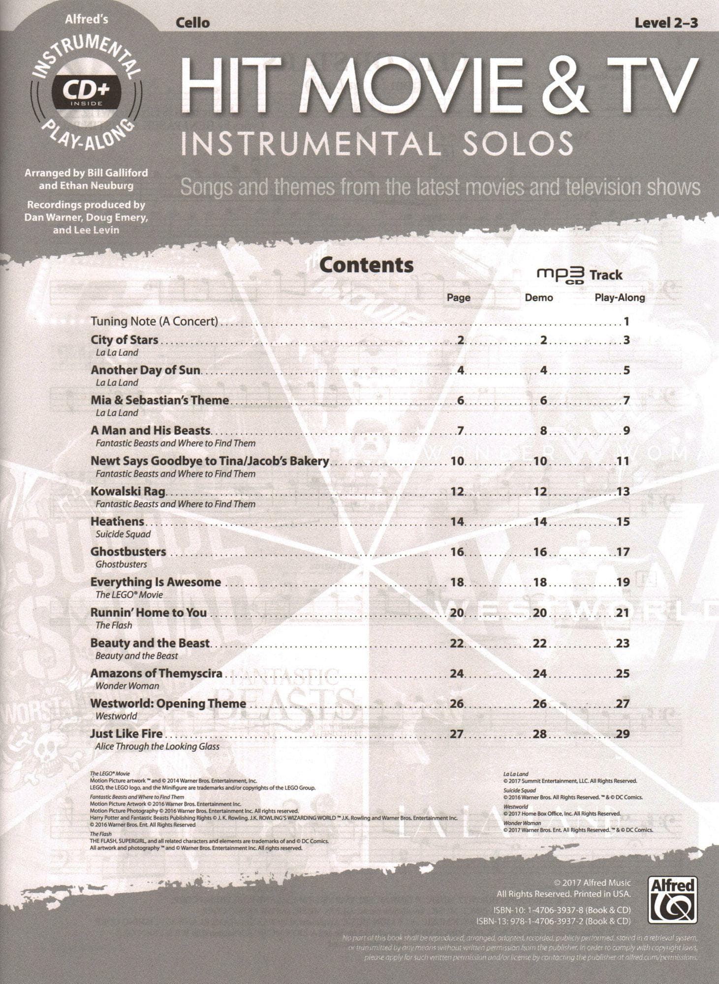 Hit Movie & TV Instrumental Solos - for Cello with CD Audio or Piano PDF Accompaniment - Alfred