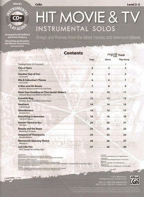 Hit Movie & TV Instrumental Solos - for Cello with CD Audio or Piano PDF Accompaniment - Alfred