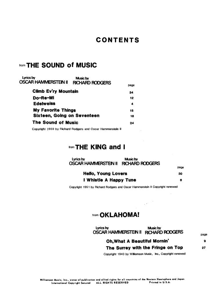 Rodgers and Hammerstein: Favorite Melodies - Violin and Piano - arranged by C Paul Herfurth - Boston Music Co