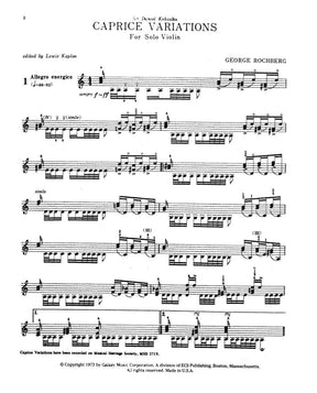 Rochberg, George - Caprice Variations For Violin Edited by Lewis Kaplan Published by Galaxy Music Corporation