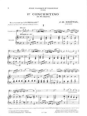 Breval, Jean Baptiste - Concertino No 1 in F Major Op 20 for Cello and Piano - Arranged by Feuillard - Delrieu Edition