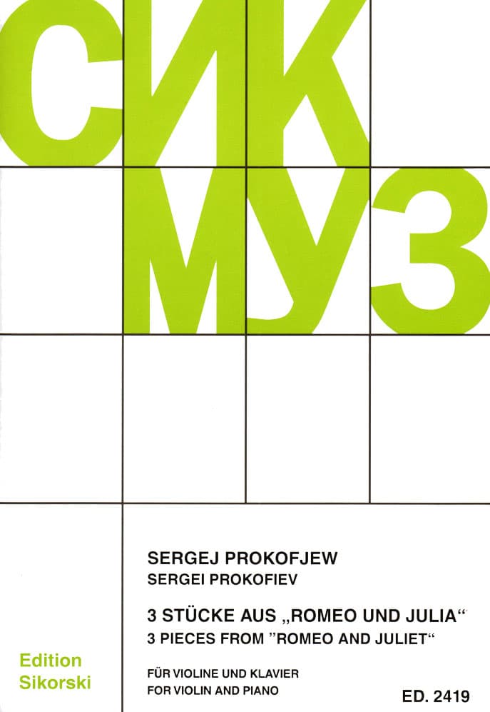 Prokofiev, Sergei - 3 Pieces From Romeo And Juliet - for Violin and Piano - Edition Sikorski