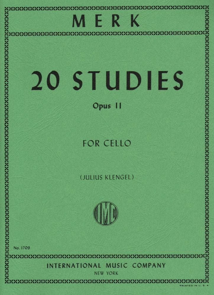 Merk, Joseph - 20 Studies, Op 11 - Cello solo - edited by Julius Klengel - International Music Co