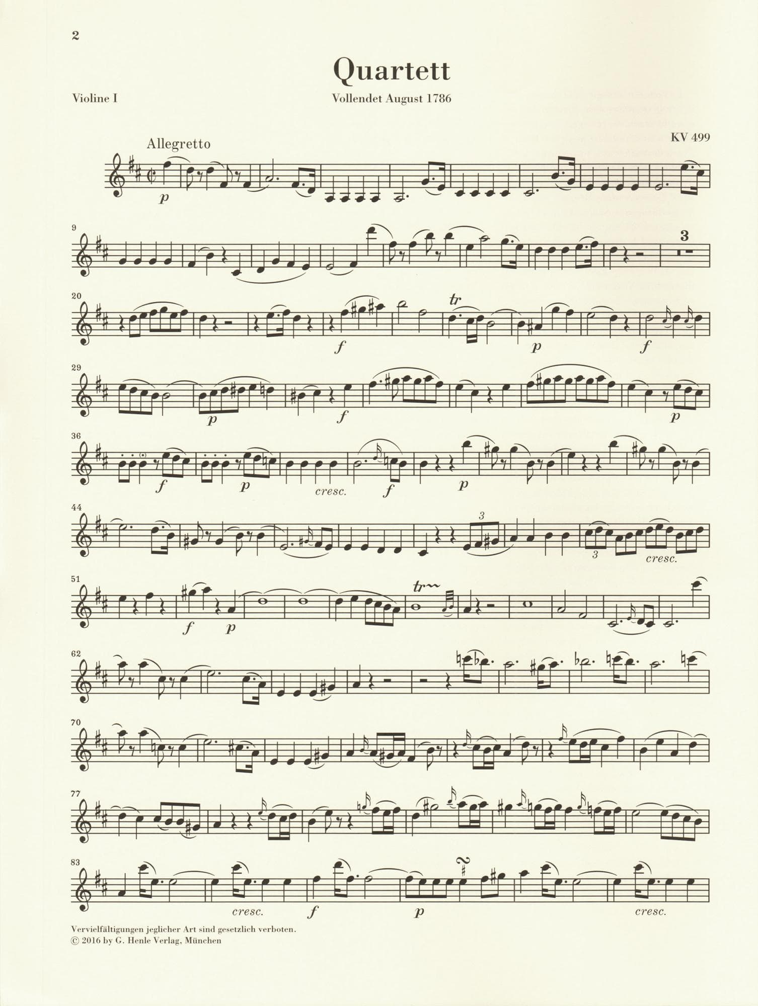 Mozart, W.A. - String Quartets, Volume IV: The Hoffmeister and Prussian Quartets - for String Quartet - G. Henle Verlag URTEXT