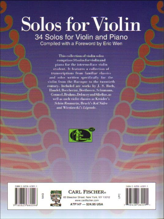 Solos for Violin: 34 Solos for Violin and Piano - edited by Eric Wen - Carl Fischer Edition