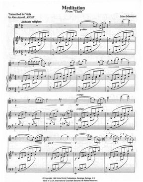 Massenet, Jules - Méditation from "Thaïs" - Viola and Piano - arranged by Alan Arnold - Viola World Publications