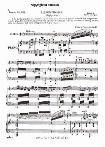 Sarasate, Pablo - Zigeunerweisen, Op 20 - for Violin and Piano - edited by Saenger - Carl Fischer