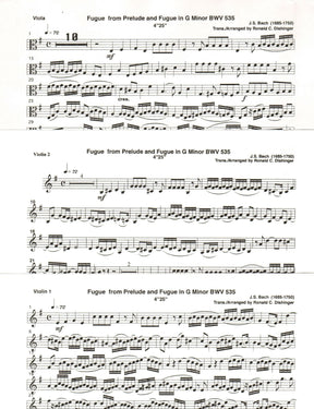 Bach, J.S. - Fugue from Prelude and Fugue (BWV 535) - for Two Violins and Viola - arranged by Dishinger - Medici Music Press