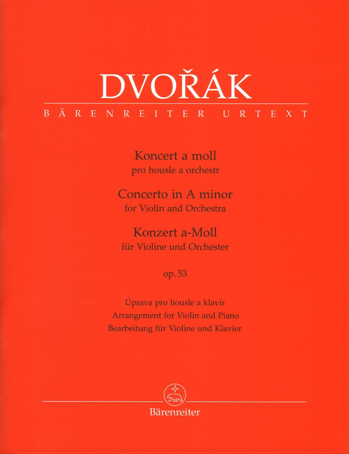 Dvorak, Antonin - Concerto in A minor, op. 53 - for Violin and Piano - edited by Iacopo Cividini - Barenreiter URTEXT