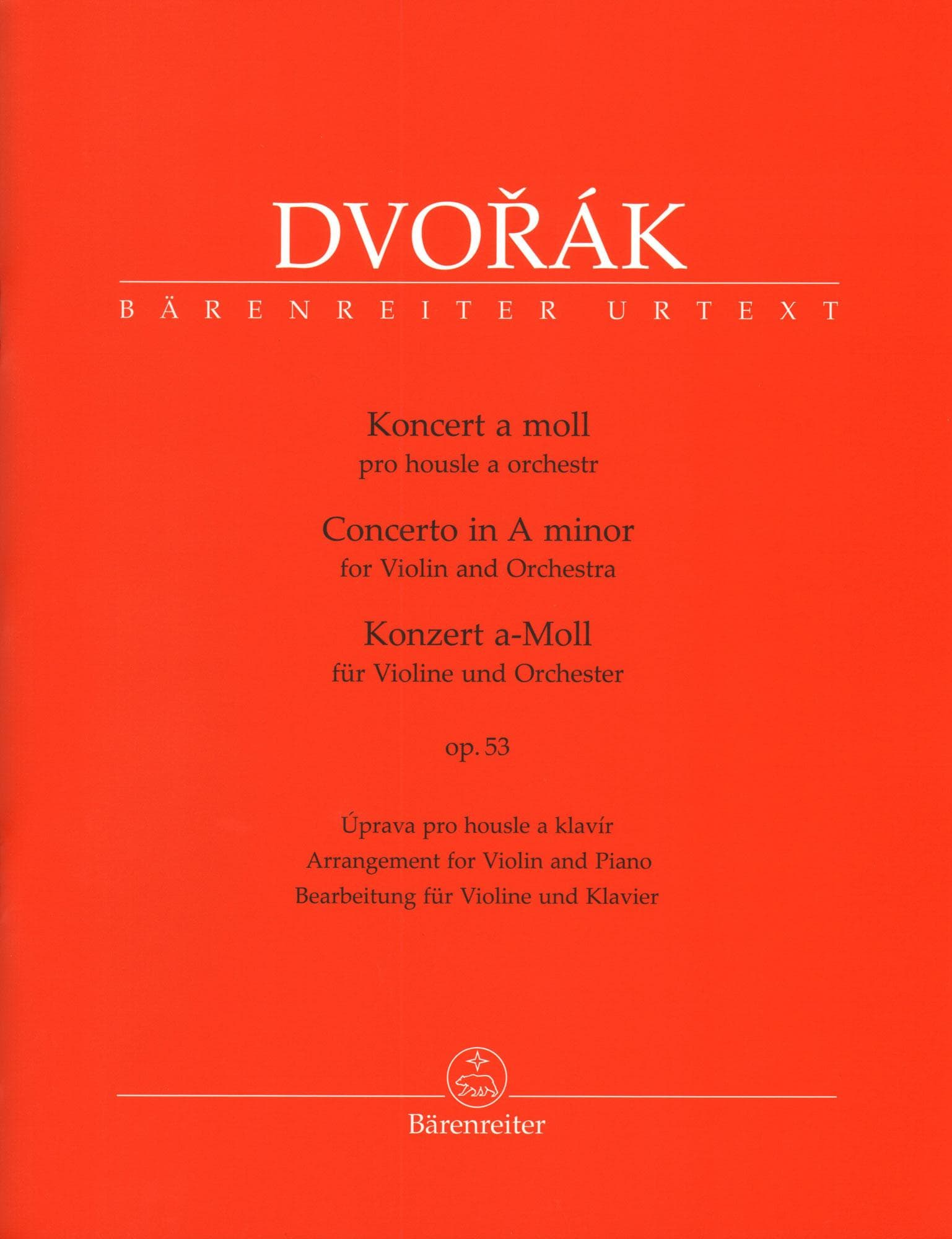 Dvorak, Antonin - Concerto in A minor, op. 53 - for Violin and Piano - edited by Iacopo Cividini - Barenreiter URTEXT