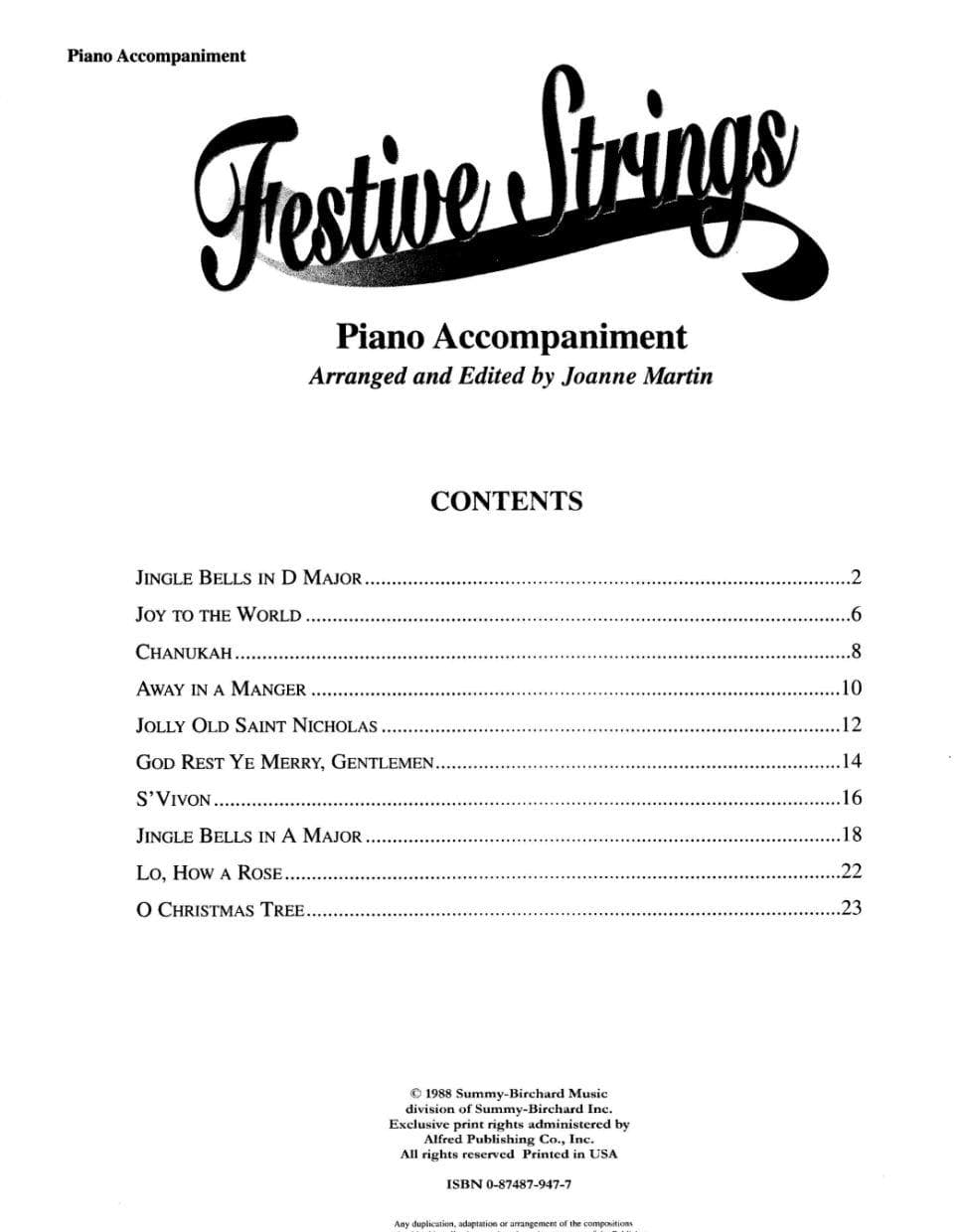 Martin, Joanne - Festive Strings - Piano Accompaniment - Alfred Music Publishing