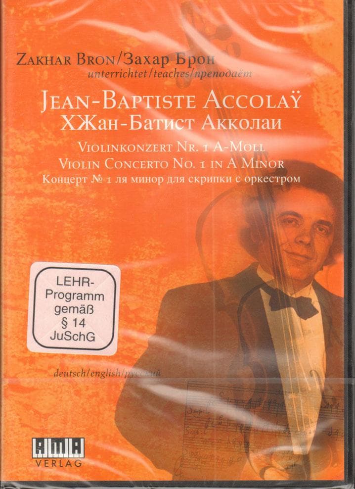 Zakhar Bron Master Class - Jean Baptiste Accolay, Violin Concerto No. 1 in A minor - for Violin and Piano - Book/DVD - AMA Verlag