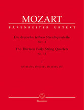 Mozart, WA - 13 Early String Quartets, Volume 1: Nos 1-4 (K 80, 155-157) - Two Violins, Viola, and Cello - Bärenreiter Verlag URTEXT