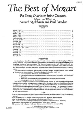 Mozart, WA - The Best of Mozart for String Quartet or String Orchestra - Cello part - edited by Samuel Applebaum and Paul Paradise - Belwin-Mills Publishing