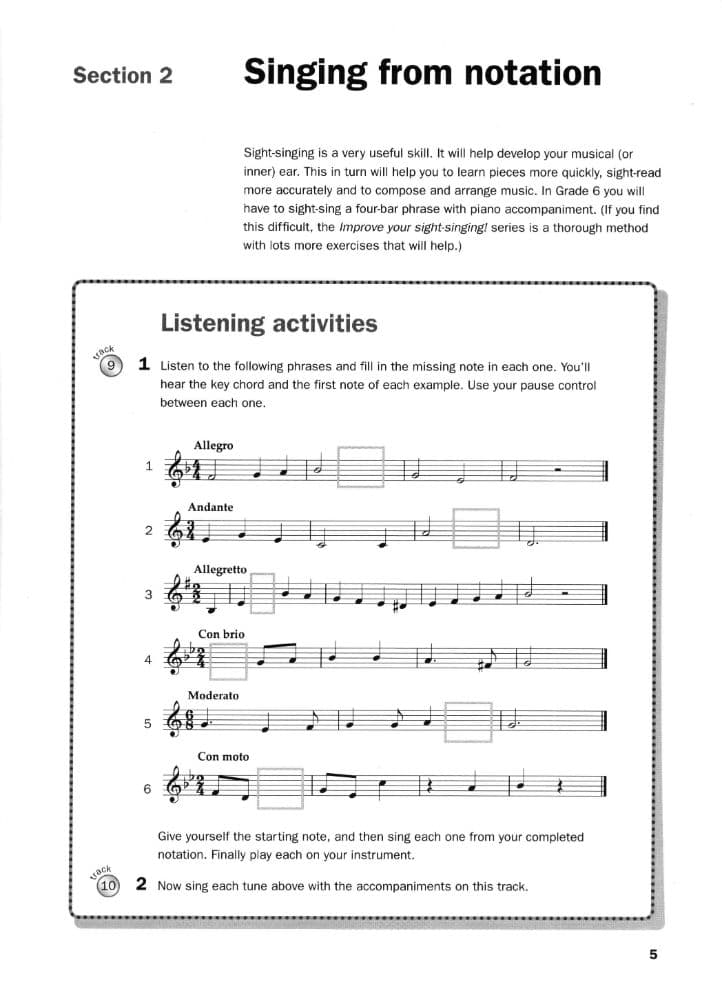 Harris, Paul - Improve Your Aural! A Workbook for Examinations - Grade 6 - Book/CD set - Faber Music Edition