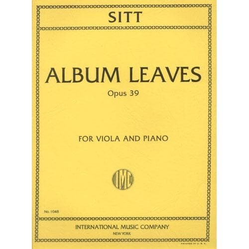 Sitt, Hans - Album Leaves, Op 39 For Viola and Piano Published by International Music Company