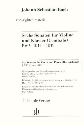 Bach, JS - Six Sonatas, BWV 1014 - 1019 - Violin and Piano - edited by Hans Eppstein - G Henle Verlag URTEXT