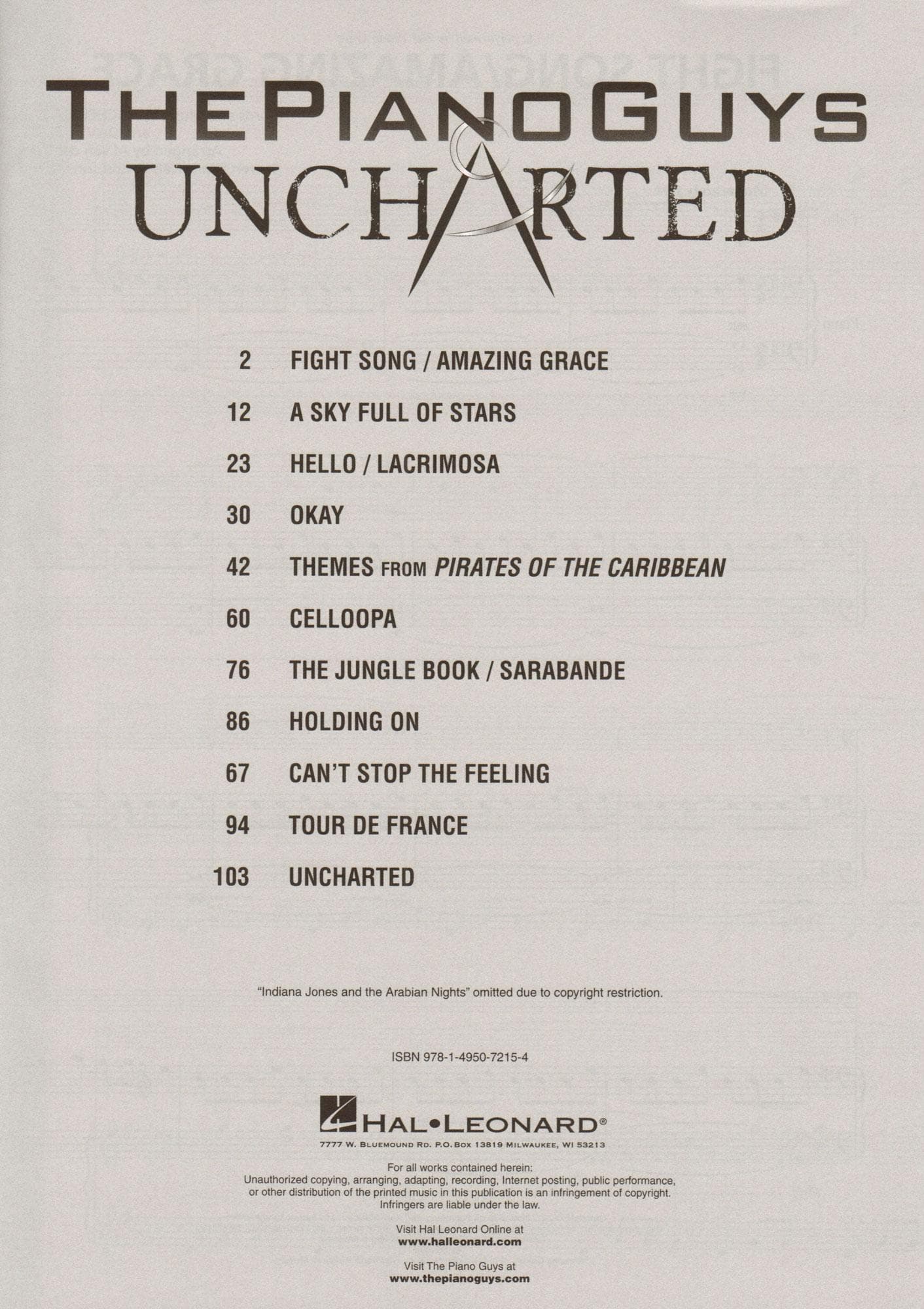 The Piano Guys: Uncharted - for Solo Piano with Optional Cello - Hal Leonard