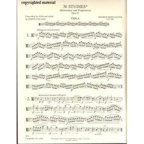 Kayser, Heinrich Ernst - 36 Elementary and Progressive Studies, Op 20 - Viola - edited by Joseph Vieland - International Music Co