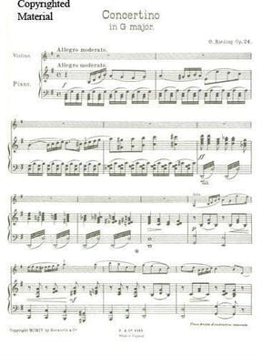 Rieding, Oscar - Concertino In  G Major Op 24 For Violin and Piano Published by Bosworth & Co