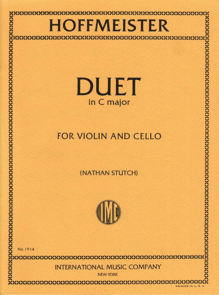 Hoffmeister, Franz Anton - Duet in C Major - Violin and Cello - edited by Nathan Stutch - International Edition