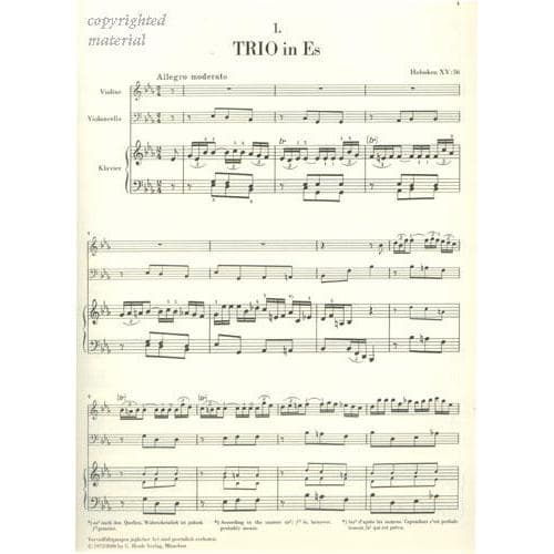 Haydn, Franz Joseph - Piano Trios, Volume 1 - Violin, Cello, and Piano - edited by Wolfgang Stockmeier - G Henle Verlag URTEXT