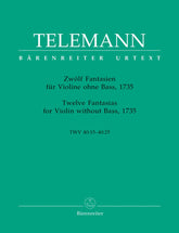 Telemann, Georg Philipp - 12 Fantasias, TWV 40:14-25 - Violin solo - published by Barenreiter