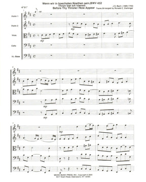 Bach, J.S. - Before Thy Throne I Now Appear, BWV 432 - for String Quintet or String Orchestra - arranged by Dishinger - Medici Music Press