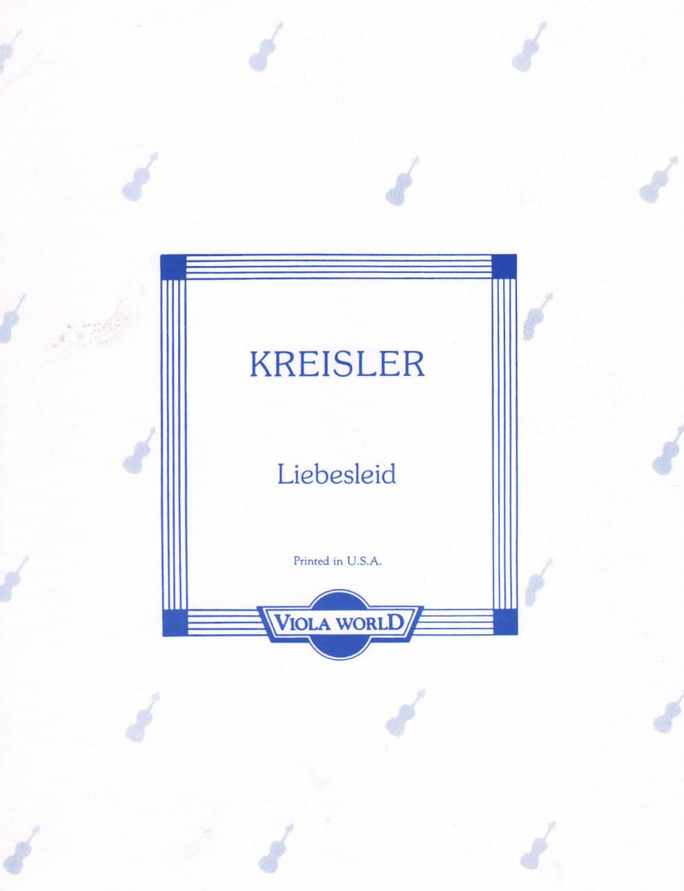 Kreisler, Fritz - Liebesleid - Viola and Piano - transcribed by Alan Arnold - Viola World Publishing