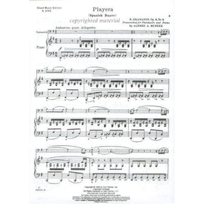 Granados, Enrique - Playera (Spanish Dance, Op 5, No 5) - Cello and Piano - transcribed by Alfred A Munzer - Carl Fischer Edition