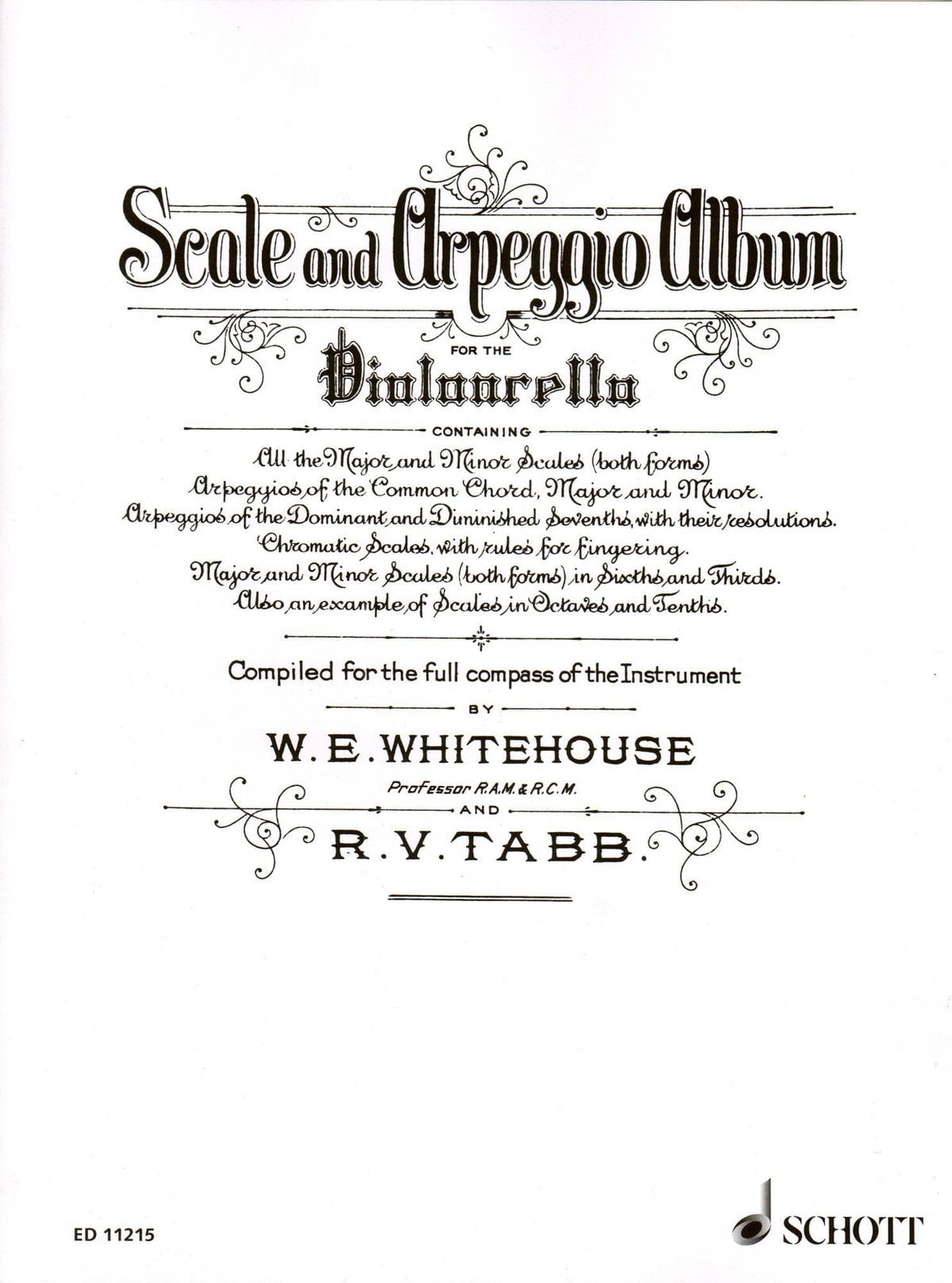 Whitehouse - Tabb Scale & Arpeggio Album, for Cello Published by Schott Music